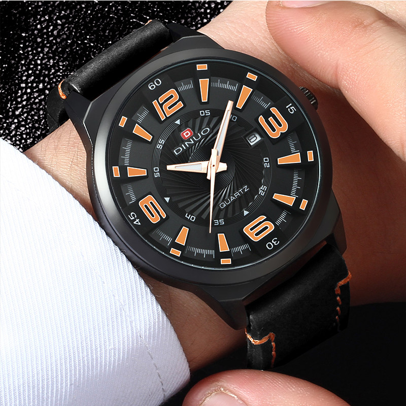 谛诺dinuo手表男款简约潮流时尚休闲运动夜光型防水石英国产腕表