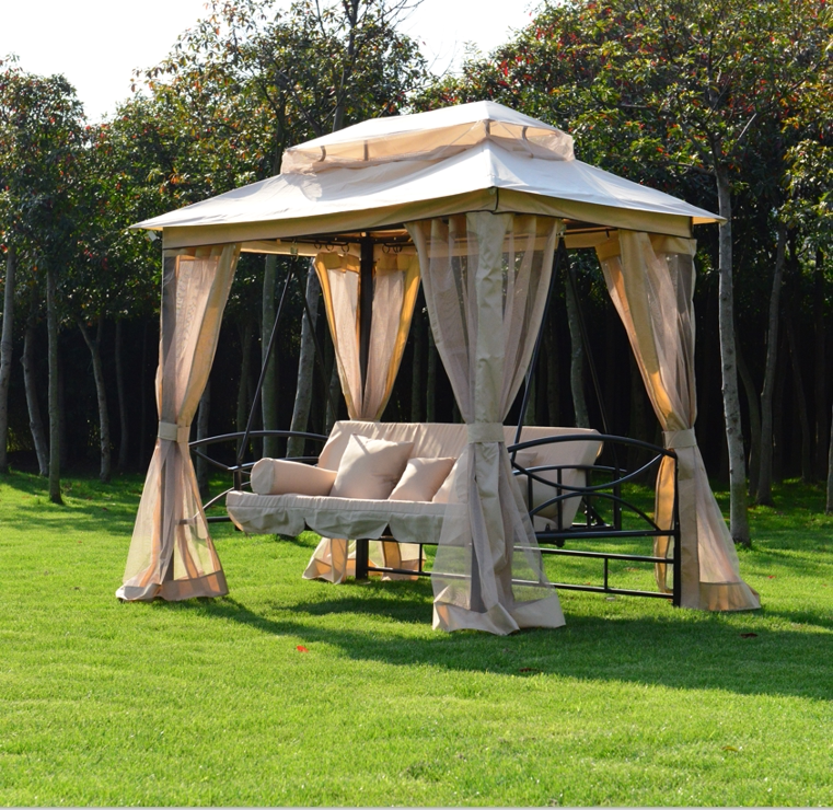 秋千户外欧式豪华铁艺帐篷摇椅吊床三人阳台户外秋千