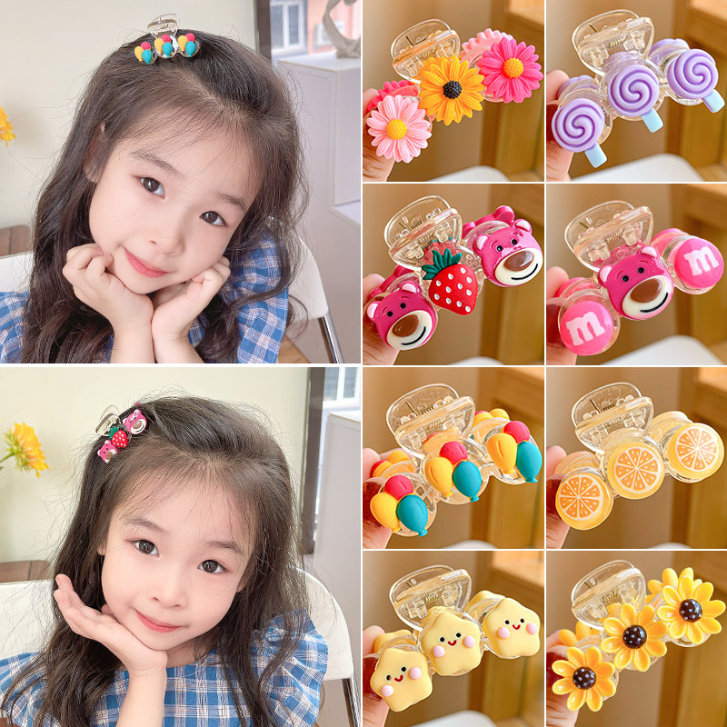 儿童小号发夹夏季可爱爱宝宝糖果色后脑勺抓夹女童发饰