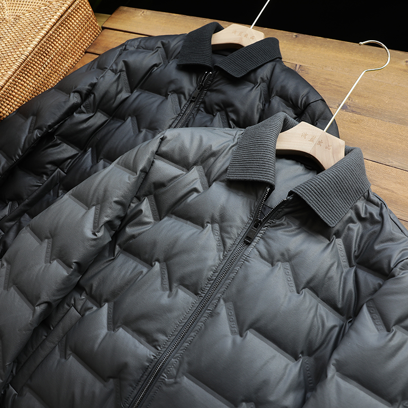高端品质！90白鸭绒+无缝压胶 冬季新款男翻领商务休闲羽绒服外套