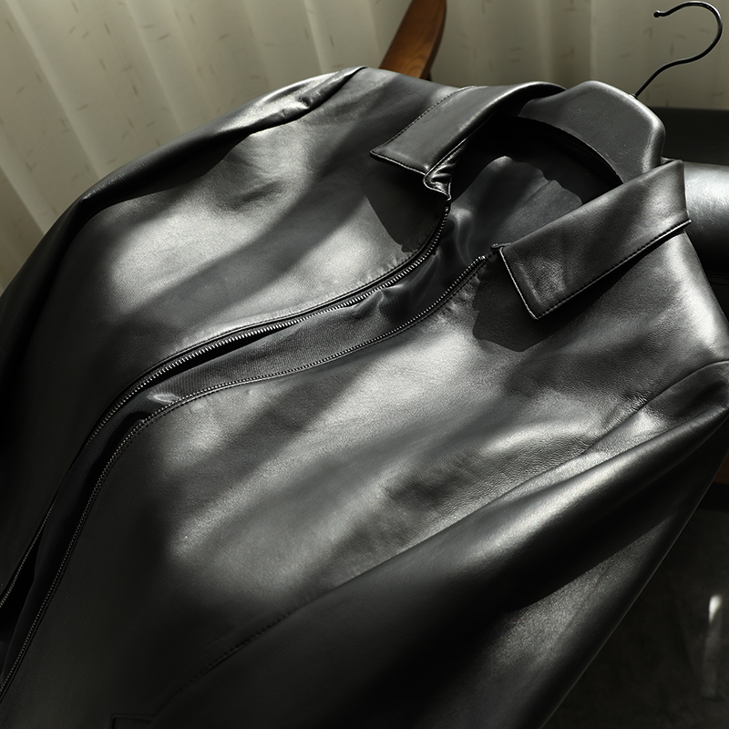 少量！要快！！！上等绵羊皮！男士真皮夹克翻领商务休闲皮衣外套