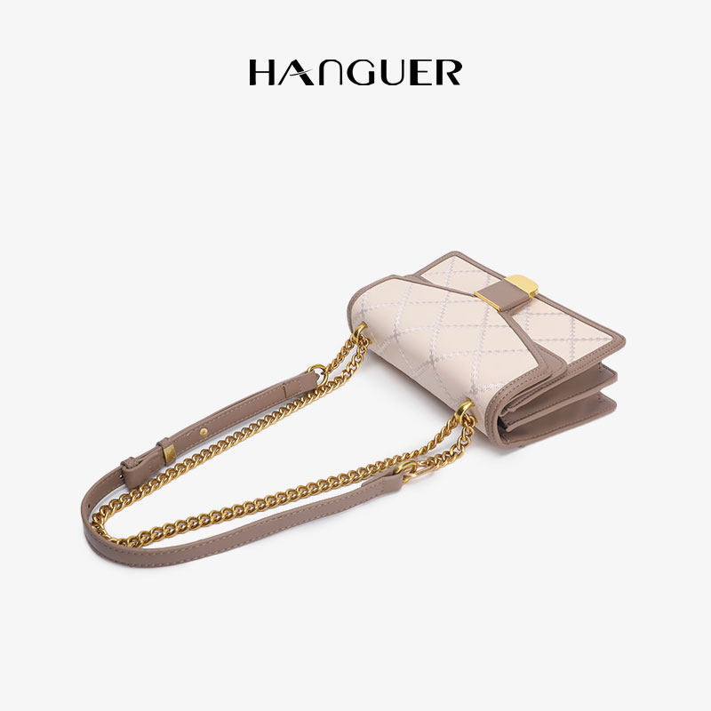 hanguer包夏季斜挎包链条百搭夏季腋下法式茶色奶茶通用款女包
