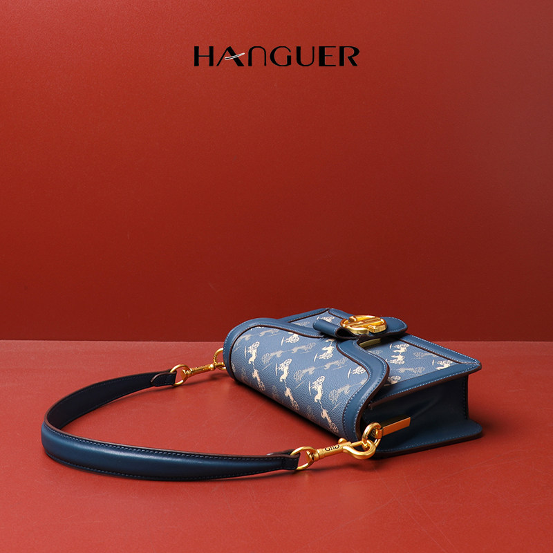 hanguer通勤女包包女包腋下感国高级蓝色千禧蓝千禧通用款女包