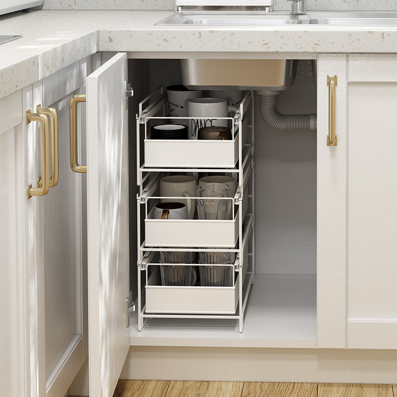 品芝厨房橱柜碗碟抽拉置物架深柜抽屉杯子水杯厨房置物架