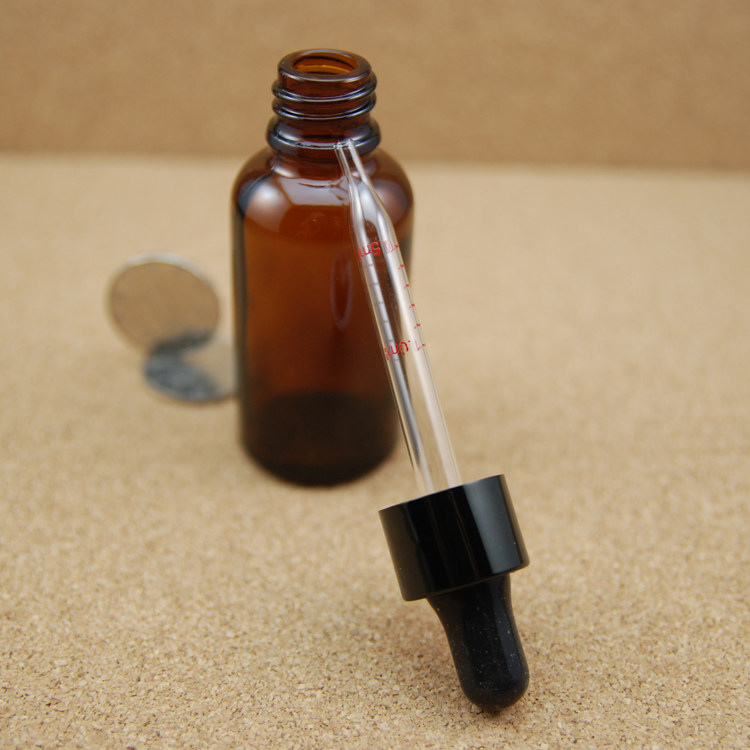 滴管30ml棕色精油油瓶黑色氧化铝玻璃刻度精油瓶