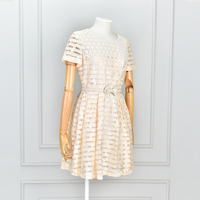 insatin夏季款收圆领连衣裙条纹字裙ise2i627a连衣裙