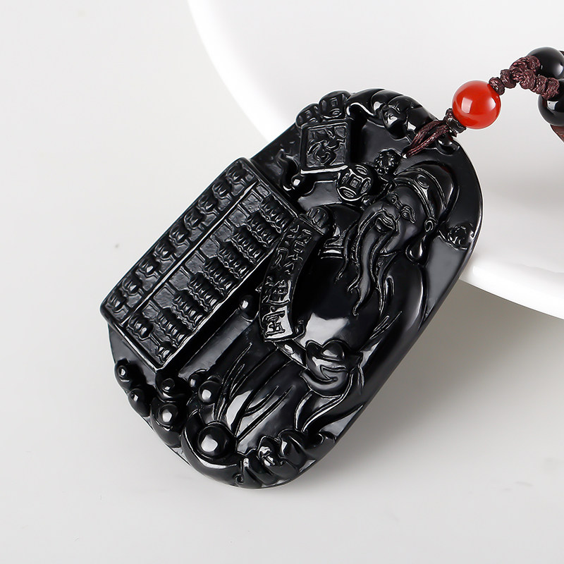 墨翠吊坠华林玉盟天然财神翡翠玉石男士挂件颈饰