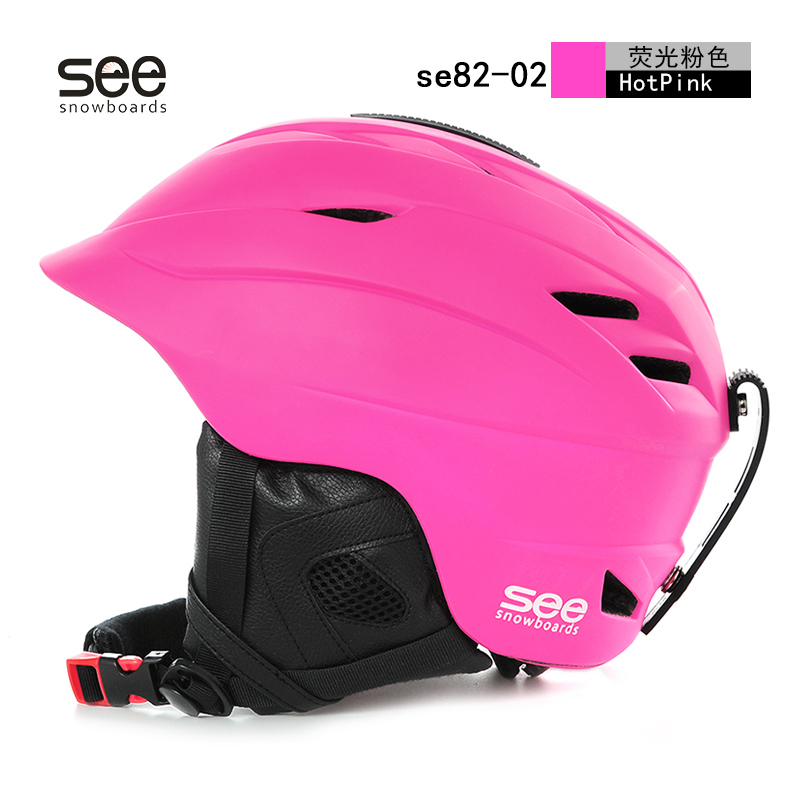 see一体成型滑雪头盔男女款高防撞等级带透气孔开关雪盔