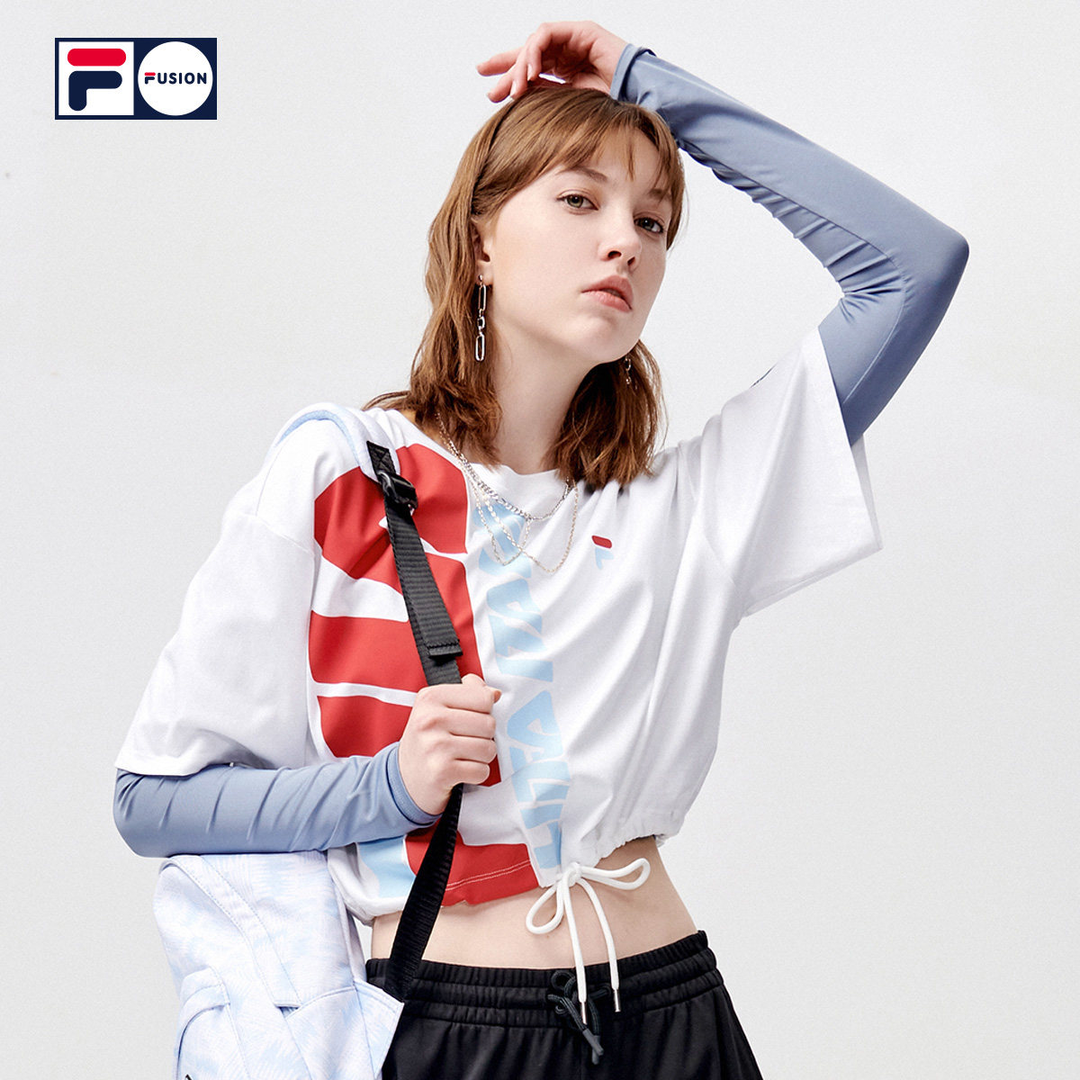 filafusion斐乐女子针织短袖2021夏季新款时尚t恤