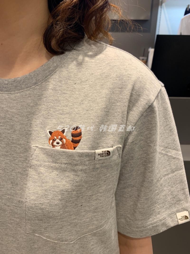 北面/thenorthface 韩国代购 20男女卡通刺绣ins潮牌t恤nt7ul18