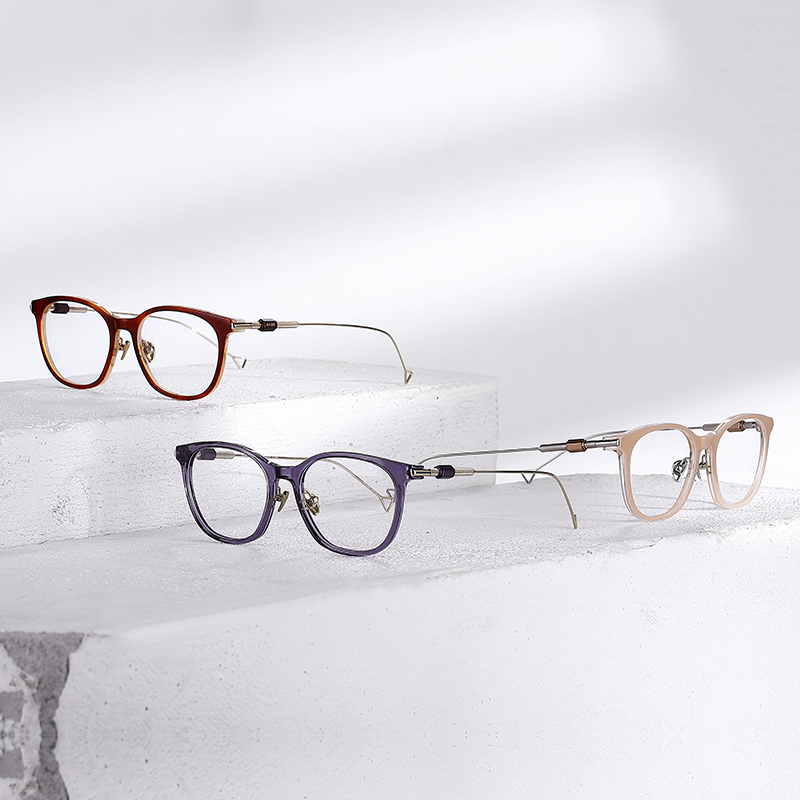 haze眼镜lan板材椭圆框光学镜架男女适用赠送配镜