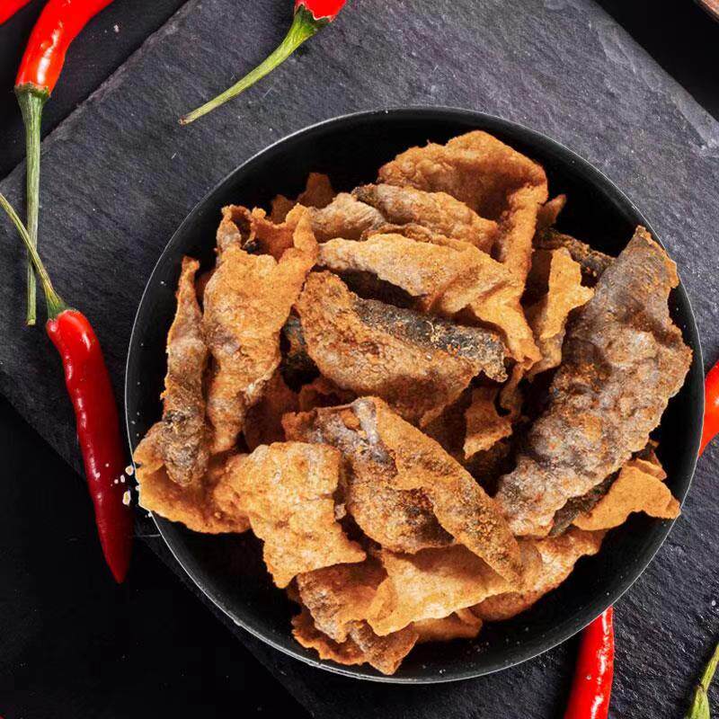 丹奇港式香脆鱼皮美食炸鱼休闲零食即食香辣即食鱼零食