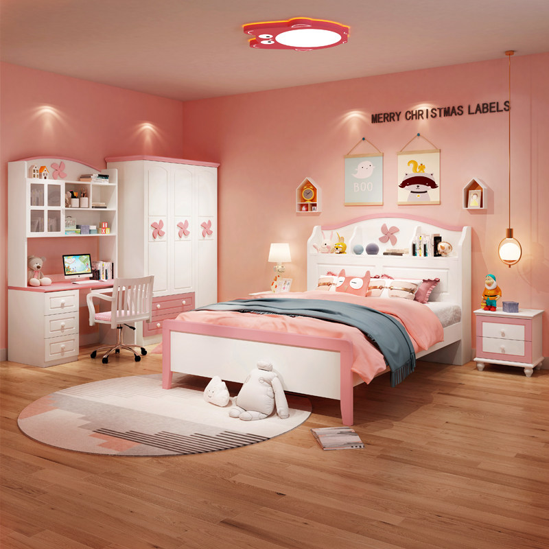儿童童床女孩单人床公主少女简约独立小孩床储儿童床