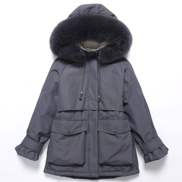 Down jacket women's mid-length 2020 winter new style Velcro hot style small parker big fur collar thick coat Down jacket women's mid-length 2020 winter new style Velcro hot style small parker big fur collar thick coat