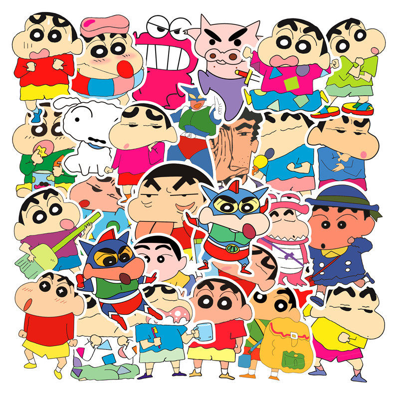 50张蜡笔小新贴纸动漫人物电脑笔记本贴画卡通可爱笔记本个性小贴纸