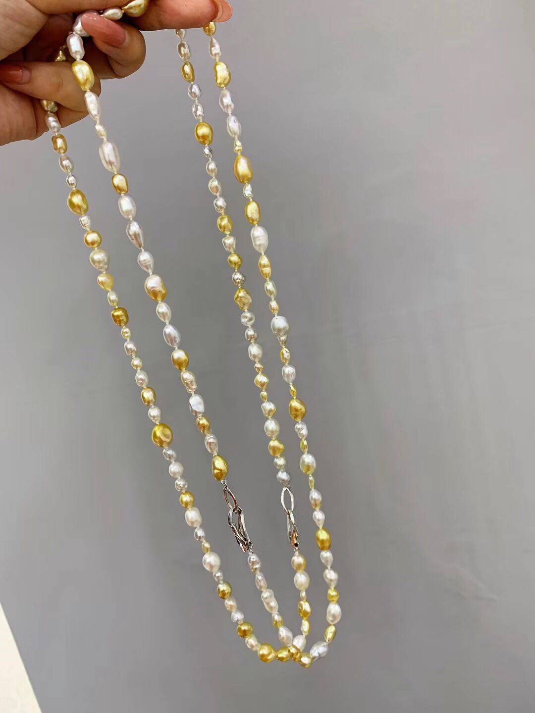 天然珍珠海水无核野生白野生keshi白珠澳澳洲金珠项链