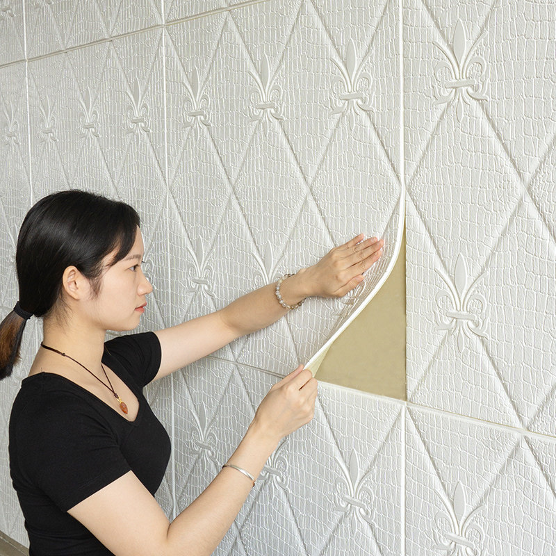 饰卧室壁纸温馨床头欧式 自粘3d立体墙贴装 客厅电视背景墙软包墙纸