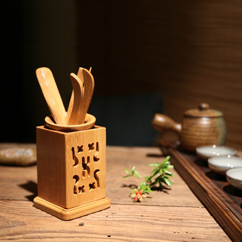 茶道特价天然手工精制竹制六君子茶漏茶勺茶夹茶道
