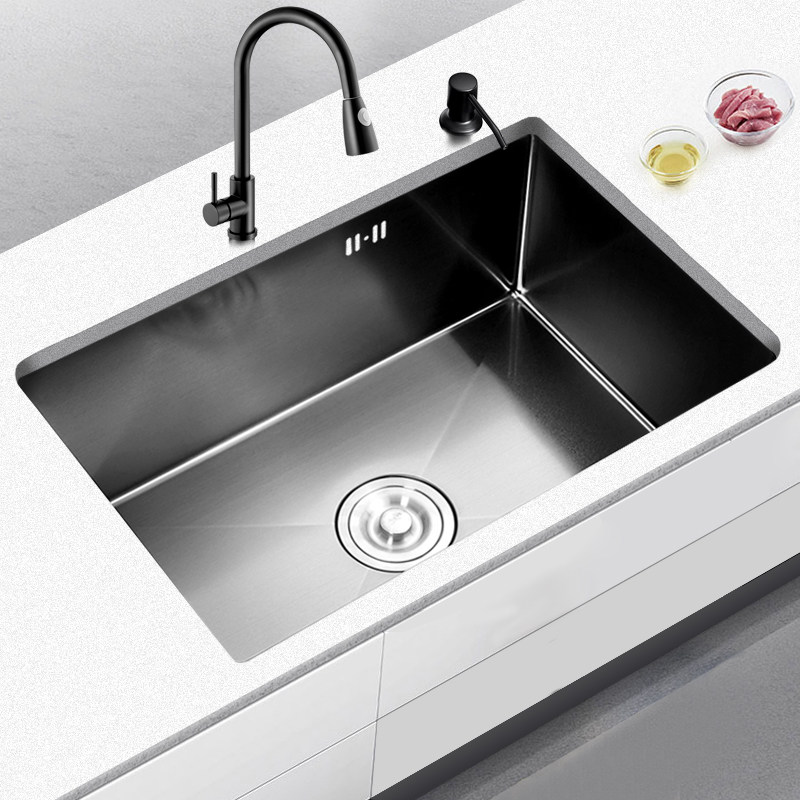 纳米水槽单槽黑色台下嵌入式洗碗池不锈钢洗菜菜盆水槽套餐