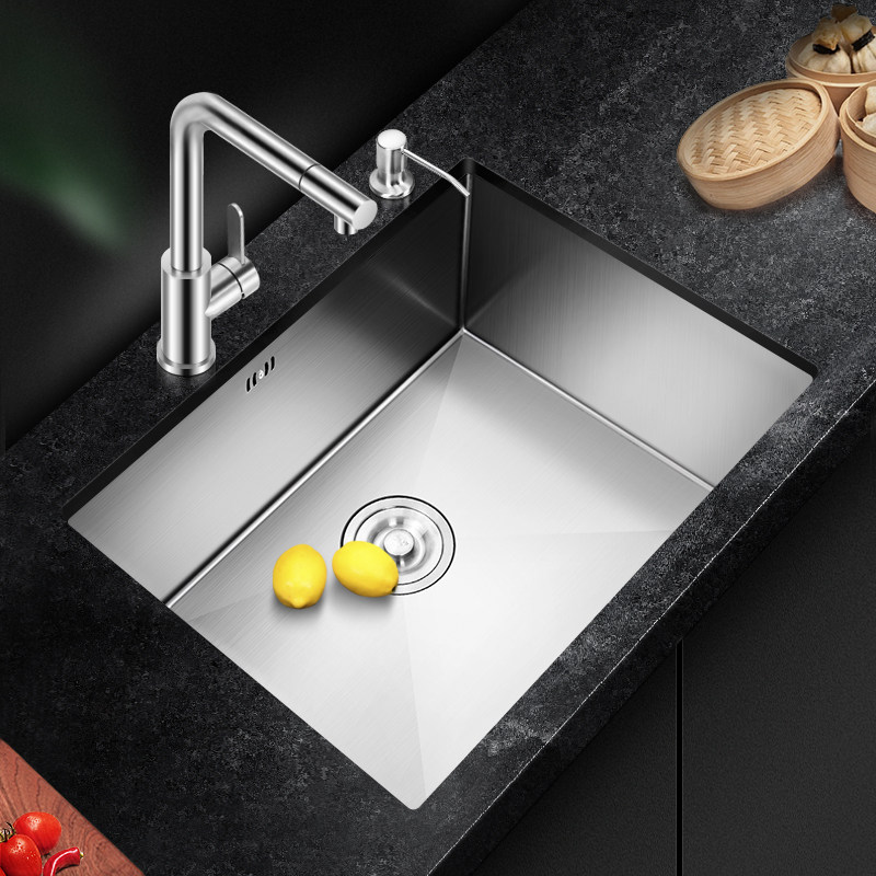 不锈钢水槽单槽台下嵌入式手工厨房洗手洗菜菜盆水槽套餐