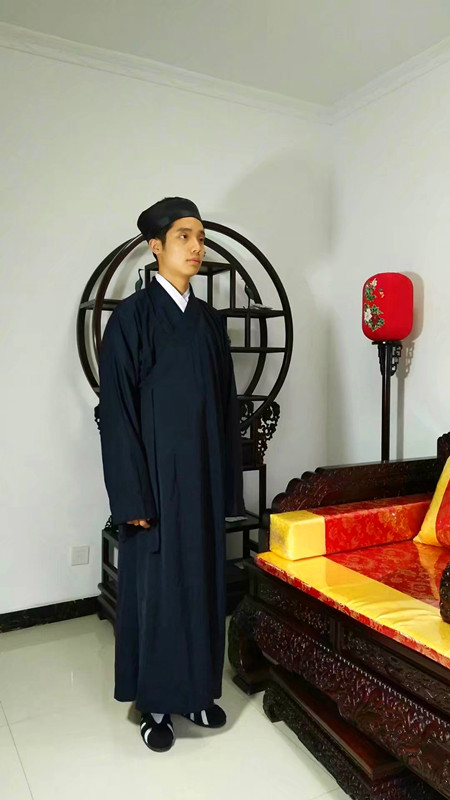 棉布长袍(不起皱)道士服装道家衣服法袍大褂道教用品道服道袍大领