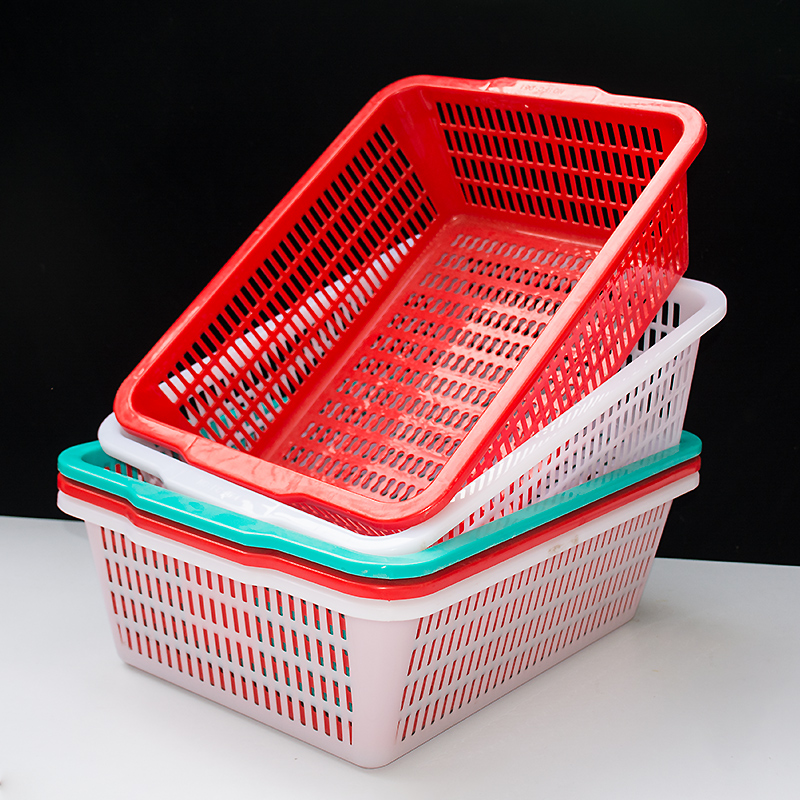加厚塑料篮长方形洗菜篮菜筐框子沥水篮塑料收纳筐配货篮厨房正品