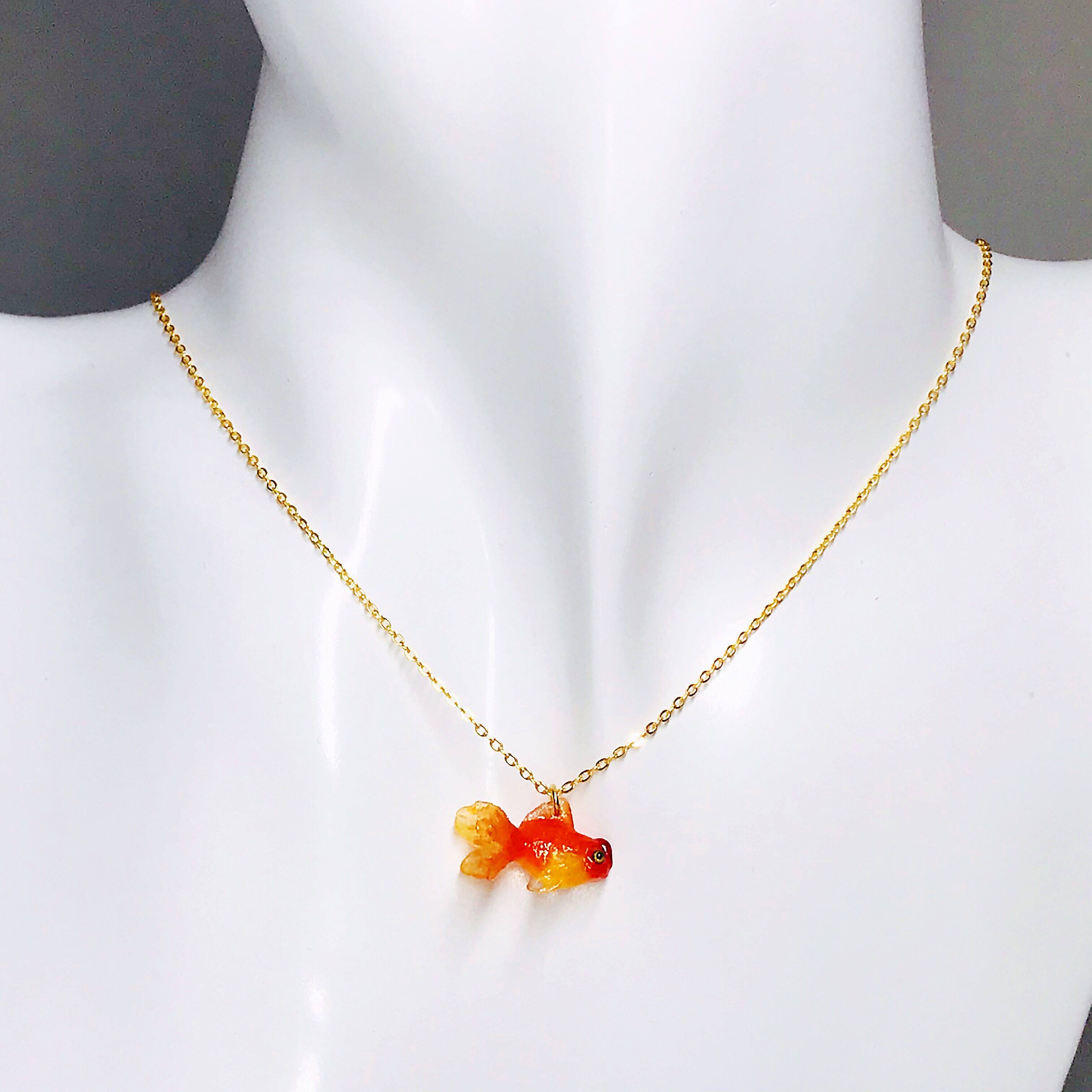 喵可原创设计手工小金鱼锦鲤项链纯银镀金可爱项链