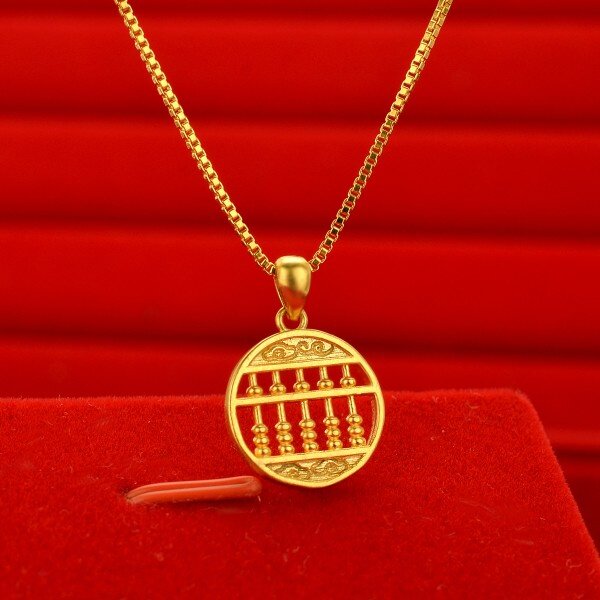 新款越南沙金18k男女算盘项链吊坠不褪色时尚项链