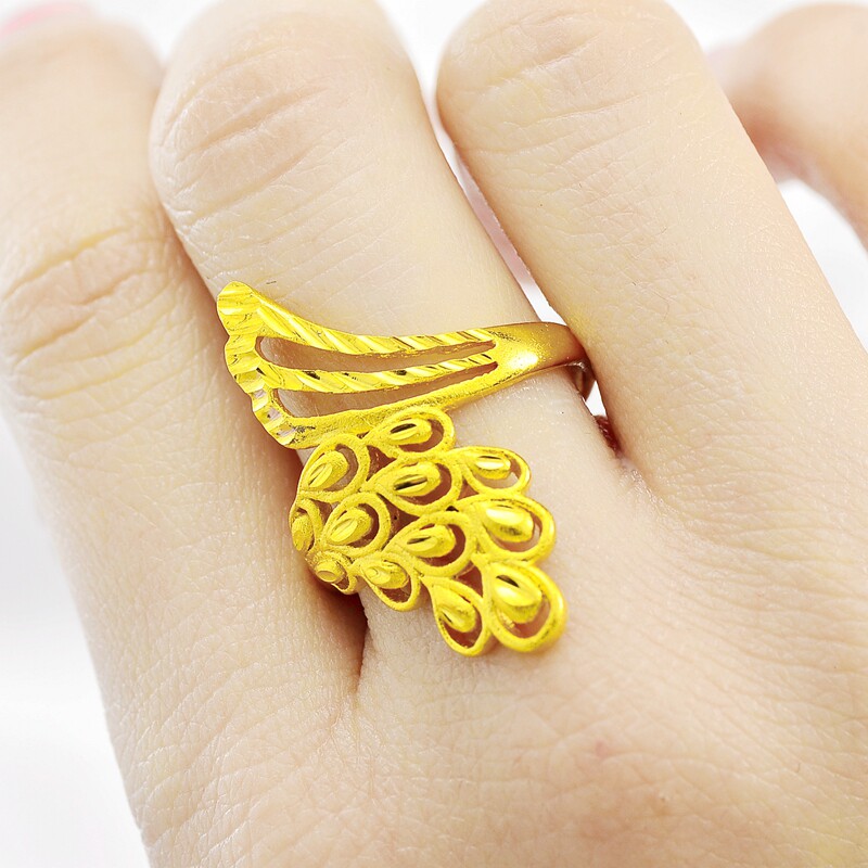 新款越南沙金18k女士凤尾花戒指不褪色过敏靓丽戒指