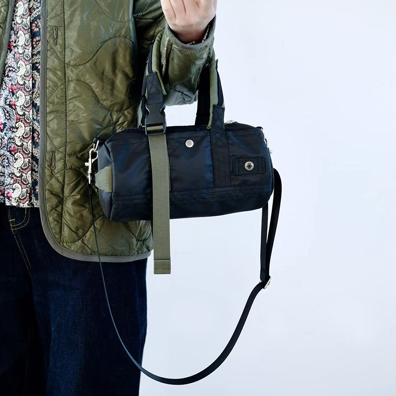 housedesign原创日系工装单肩手提波士顿包小众斜挎撞色圆筒包