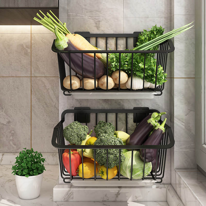 厨房水果蔬菜收纳果蔬篮免打孔窗户置物架菜篮子果蔬置物架