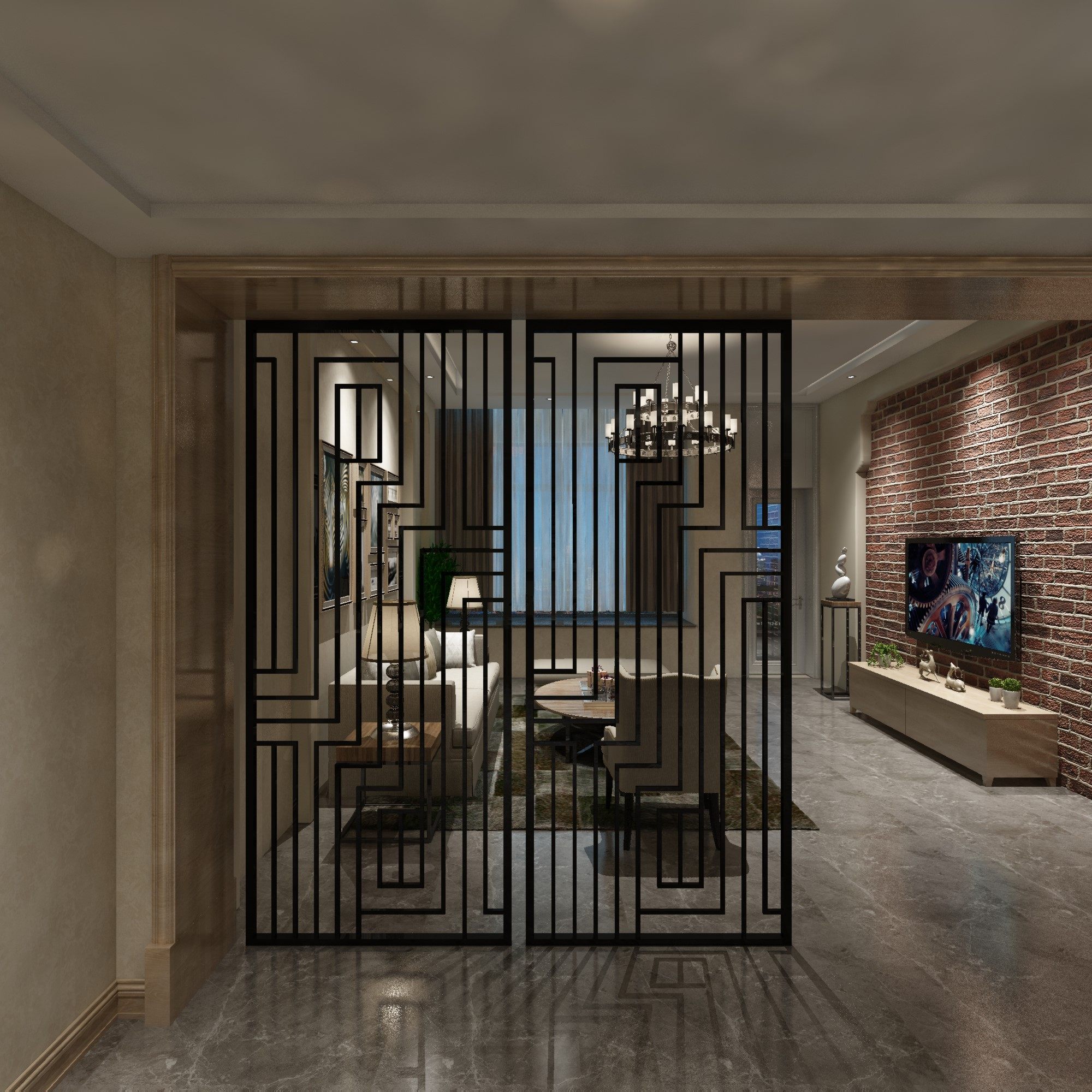 隔断北欧入户铁艺屏风客厅办公室家用房间卧室高隔断