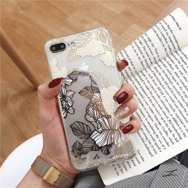 Line bronzing rose suitable for 12/11 Promax Apple XSmax mobile phone case iPhone8plus soft case X Line bronzing rose suitable for 12/11 Promax Apple XSmax mobile phone case iPhone8plus soft case X