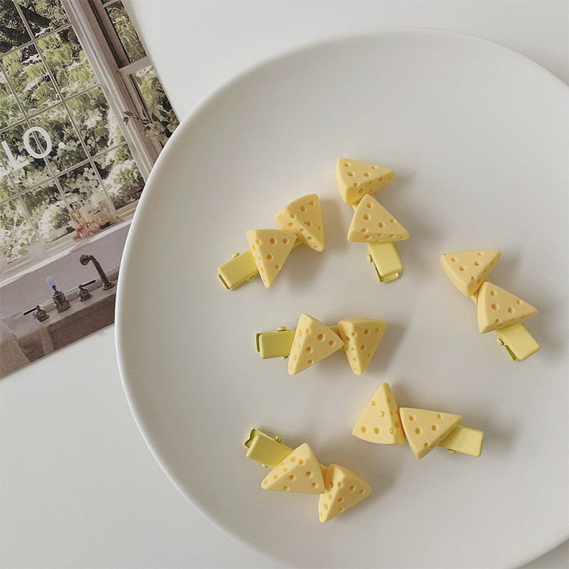 奶酪芝士可爱爱小发夹日系奶黄边夹刘海夹碎发发饰