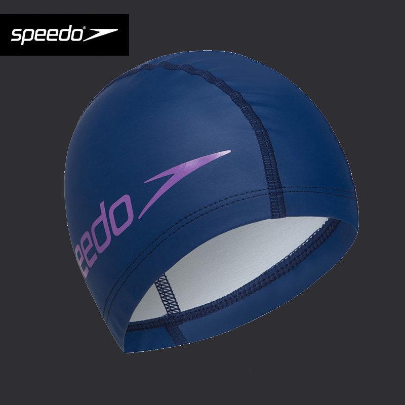 泳帽speedo涂层舒服柔软布泳帽硅胶纯色pu长发泳帽
