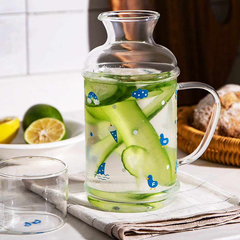 水壶半房一人饮冷套装装玻璃凉水杯夏家用装水冷水壶