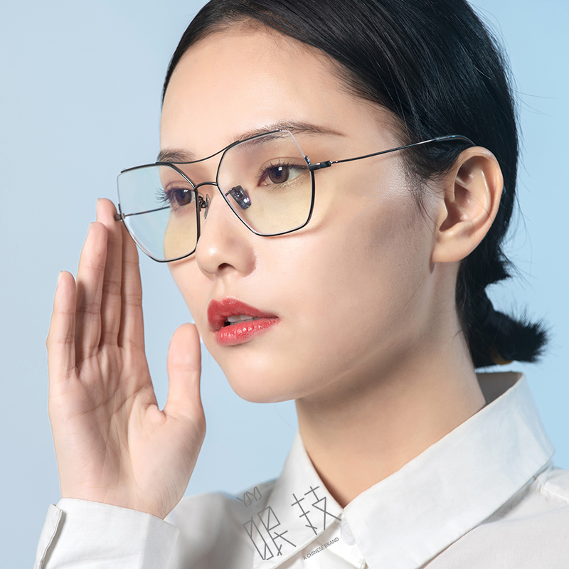 眼技多边双梁纯钛眼镜框个性装饰蓝光眼镜架韩版眼镜架