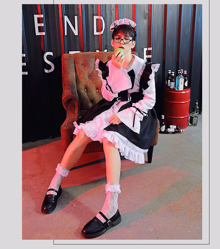 男生反串女仆洛丽塔洋装黑白lolita服装男装大佬民族服装