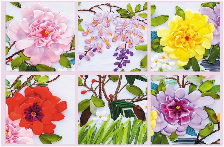 大幅新款客厅丝带绣挂画花卉立体婚庆花开富贵长春包邮非十字绣