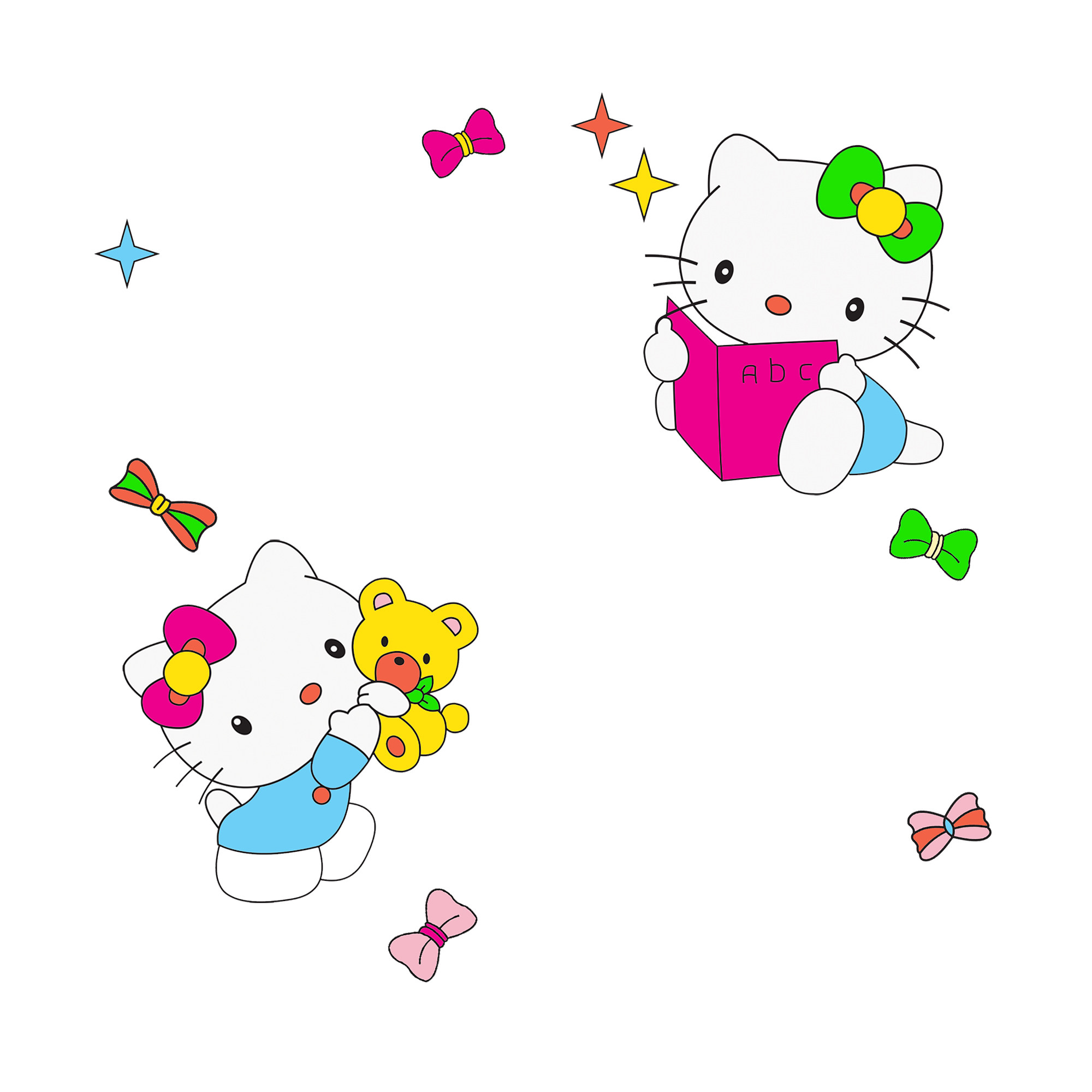 幼儿园装饰贴纸玻璃移门自粘贴卡通hollekitty防撞窗花儿童房墙贴