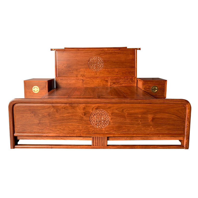新中式人大储物双苏梨婚床实木六尺卧室红木家具紫檀红木床