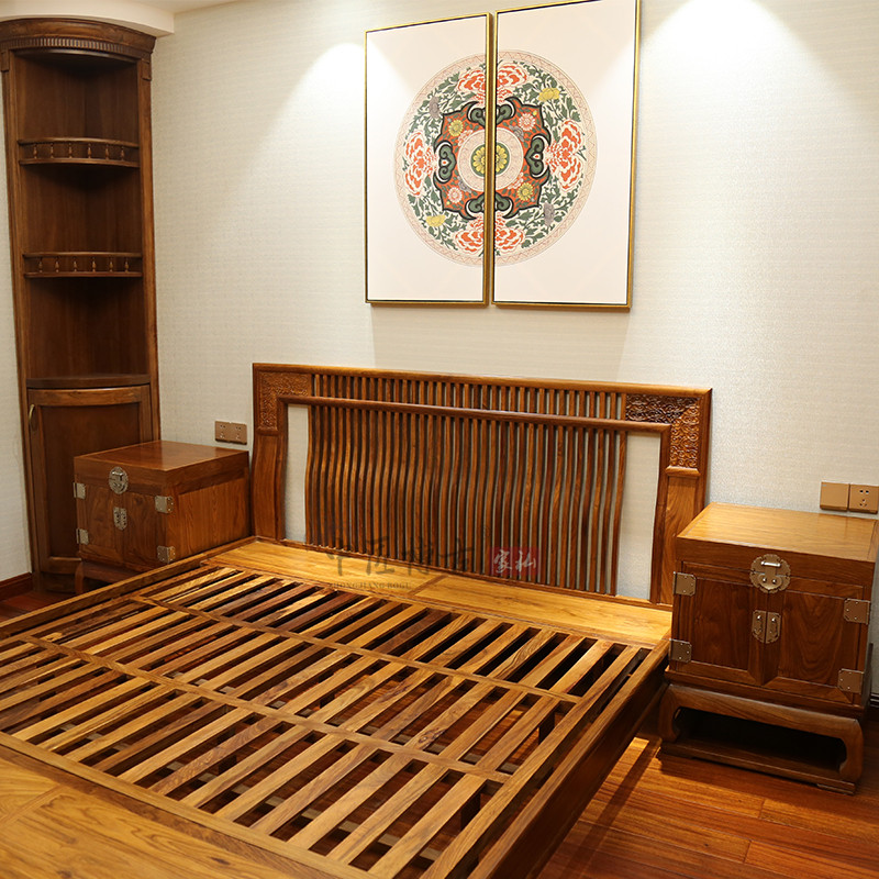 现代新家具六尺花梨苏梨中式婚床1.8m木床实木实木床