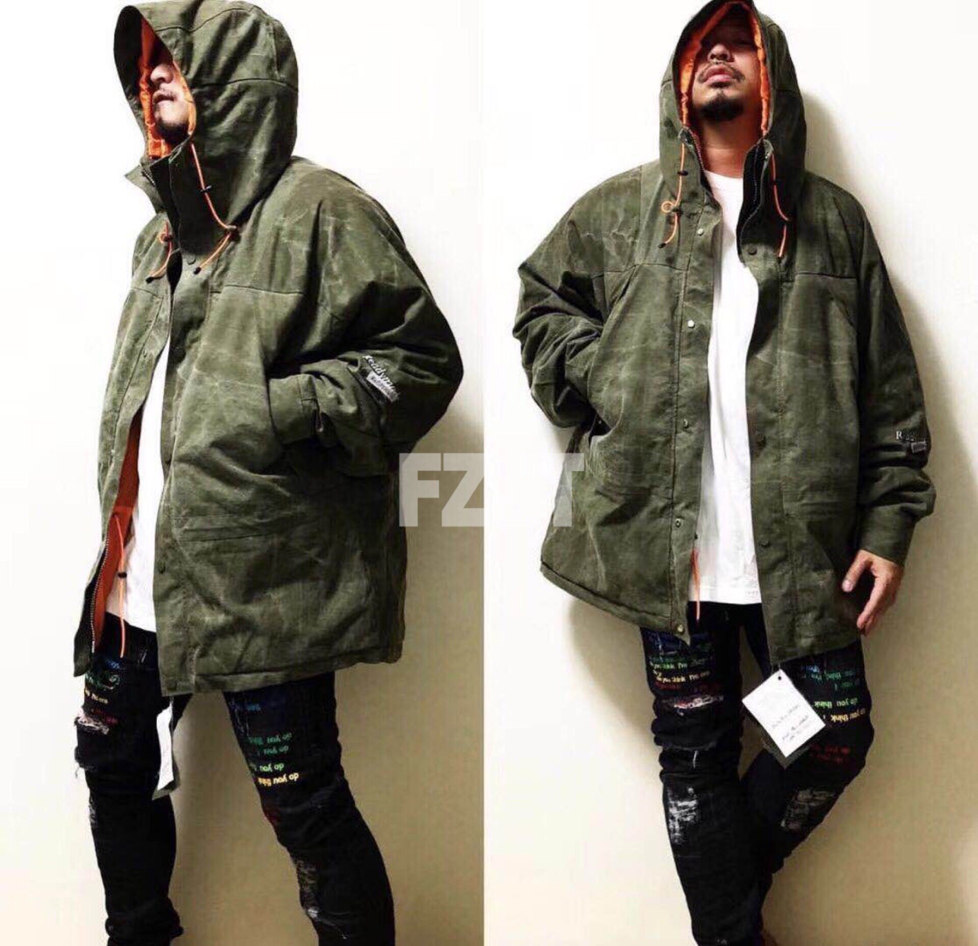 风衣2022春秋readymade防水冲锋外套二战老军布拼色风衣