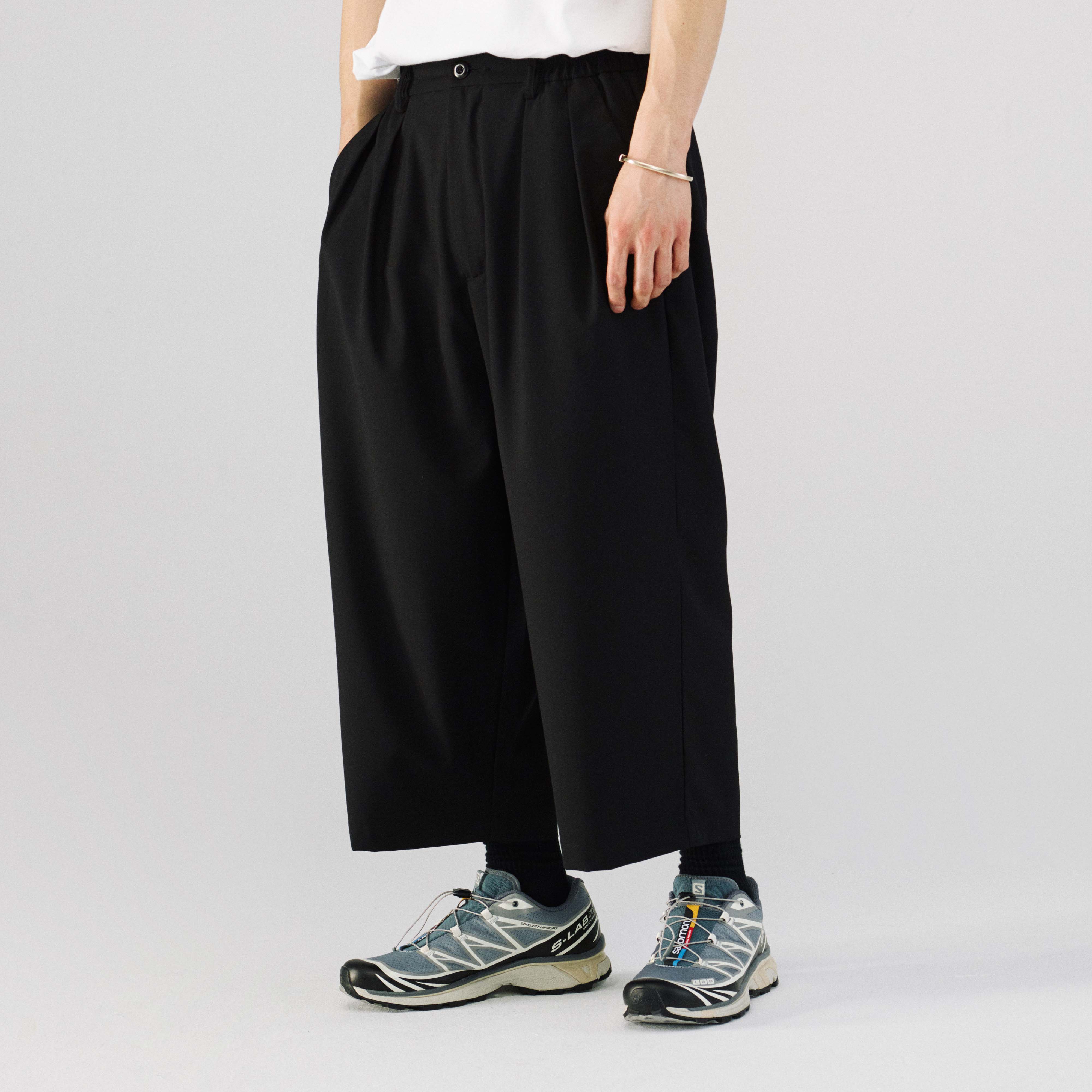 samesame20ss日系复古九分阔腿裤男宽松直筒国潮坠感西裤