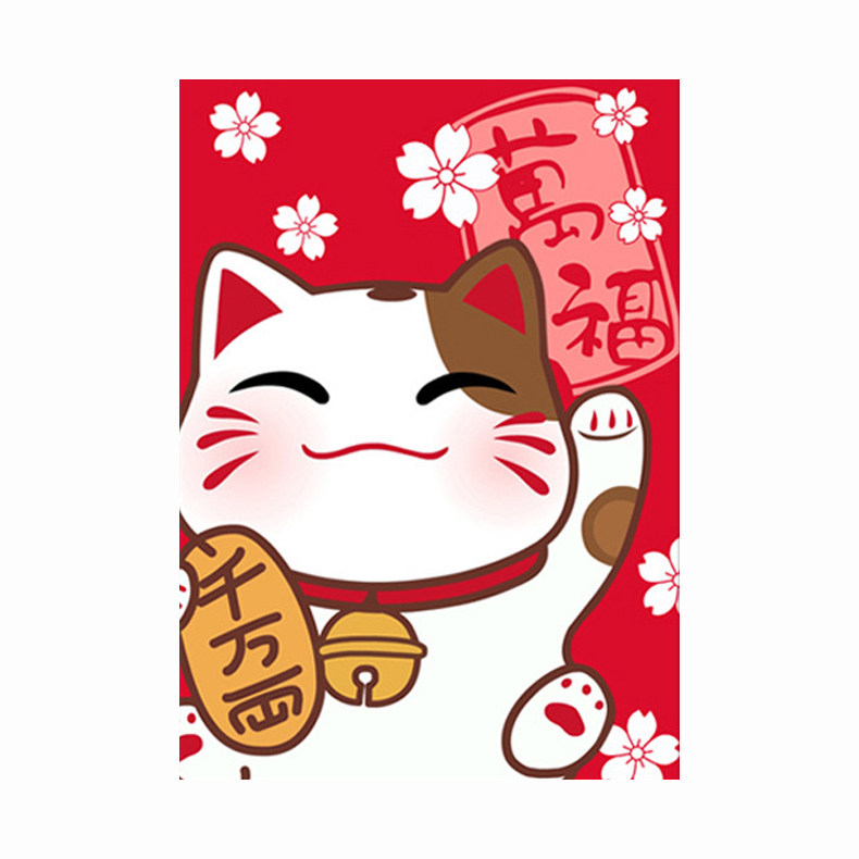 儿童卧室钻石卡通招财猫粘钻十字绣简单小幅2022钻石绣