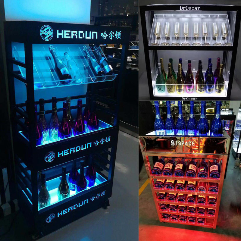 柜子酒柜酒吧夜场ktv酒店高档发光斜边香槟酒架