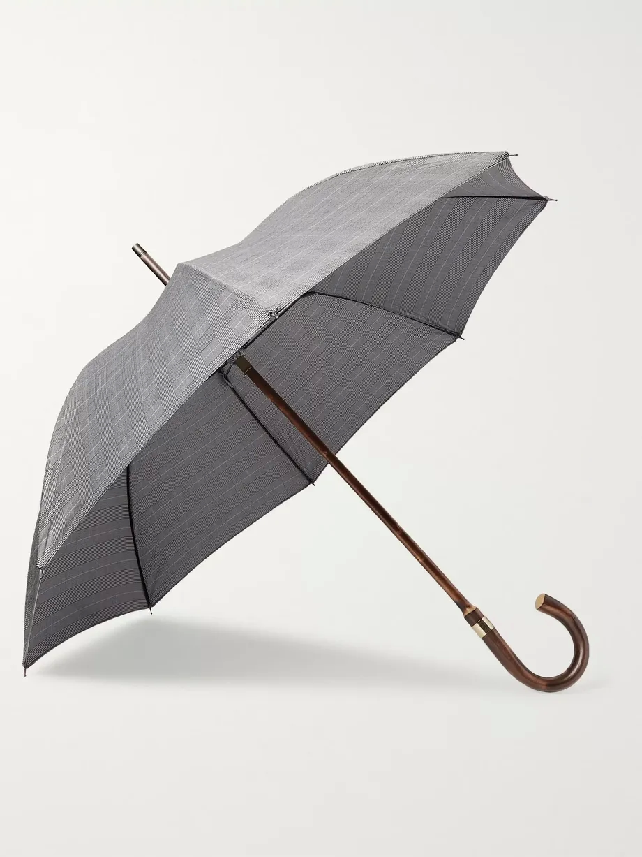 正品代购kingsman威尔士亲王格子板栗木柄男雨伞伞