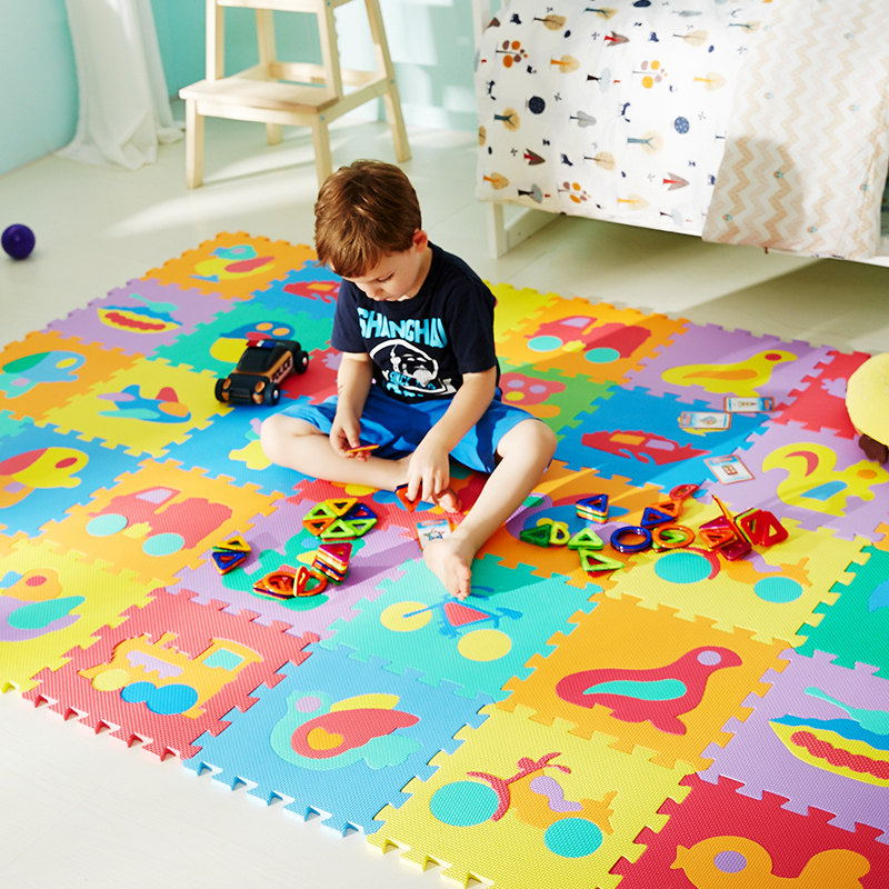 明德儿童爬行垫拼图泡沫地垫家用拼接地板垫子客厅隔音地垫防滑