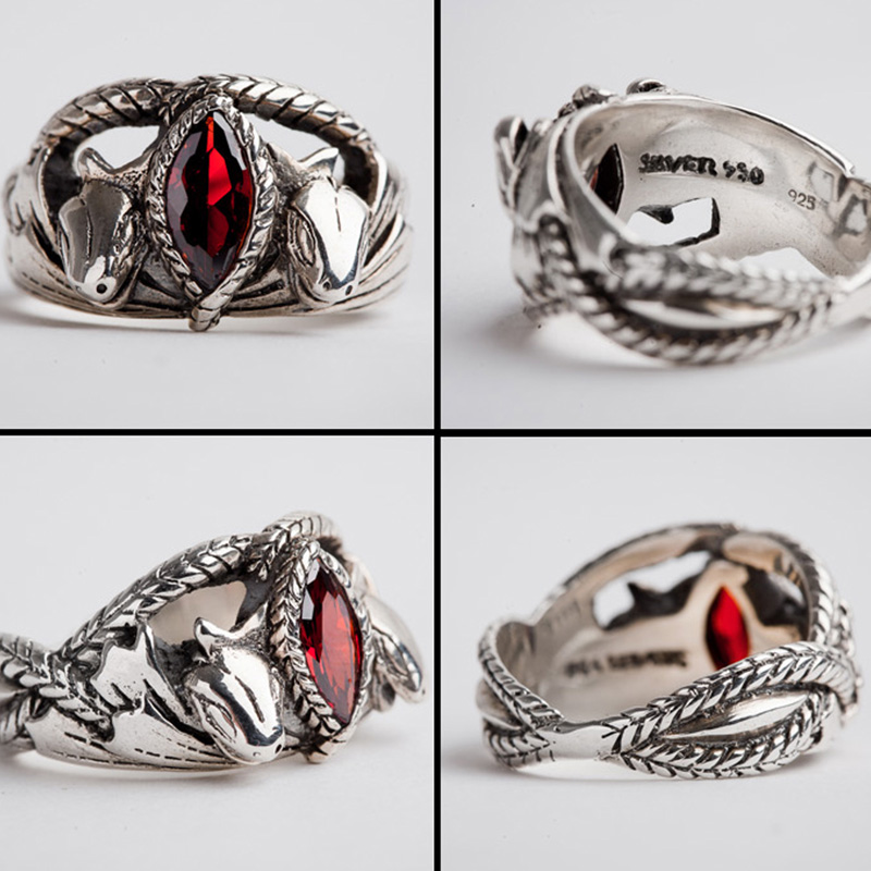 戒指热购银饰纯银指环王魔戒男士阿拉贡之戒复古戒指