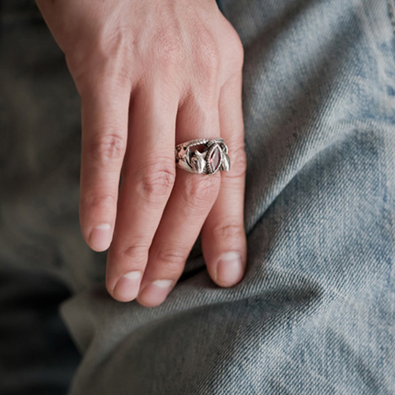 戒指热购银饰纯银指环王魔戒男士阿拉贡之戒复古戒指